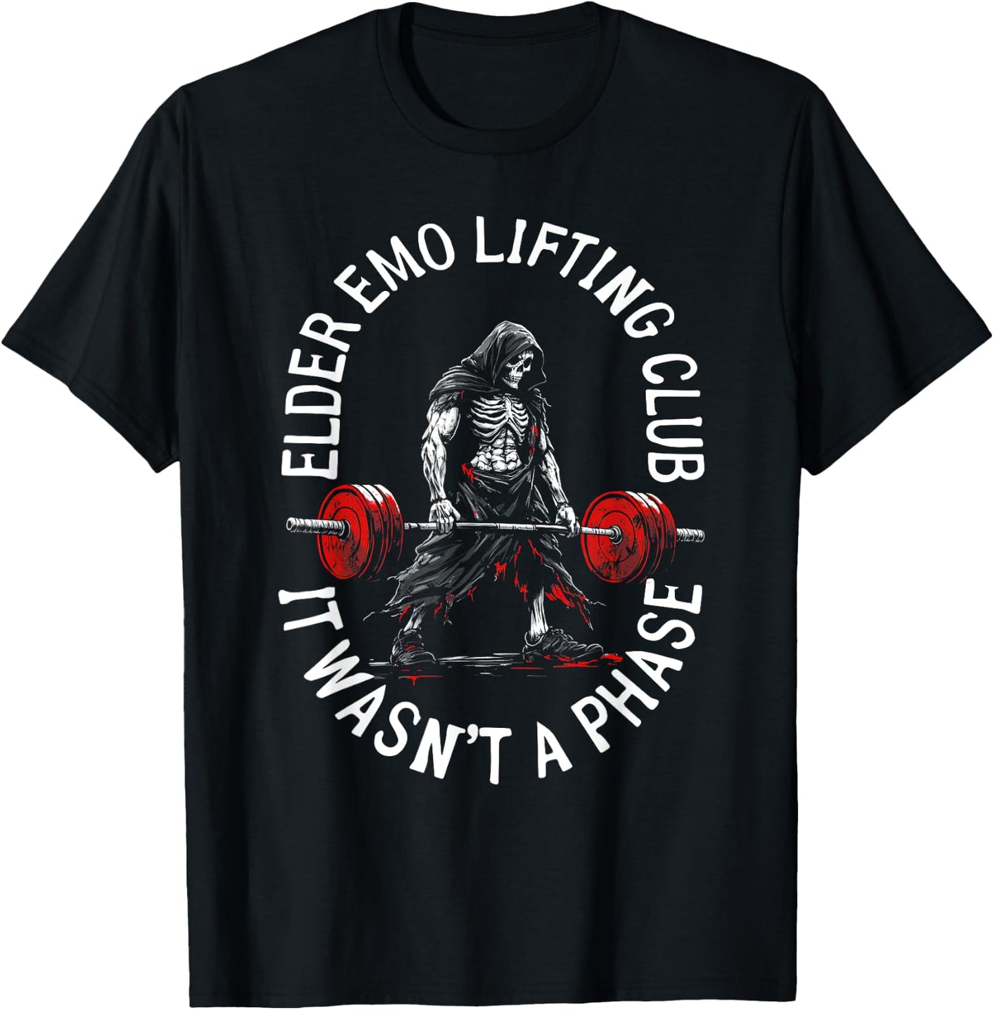 Elder Emo Lifting Club It Wasn't A Phase Skeleton Gym T-Shirt - T-Shirt | Black