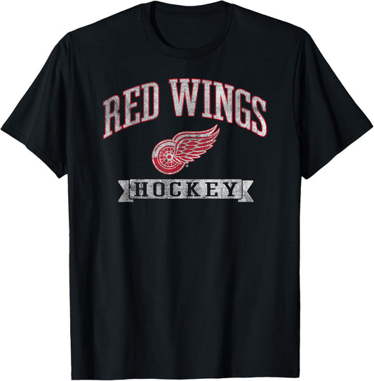 Detroit Red Wings Vintage Hockey Officially Licensed T-Shirt - T-Shirt | Black