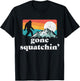 Gone Squatchin'! Funny Bigfoot Mountains Retro Graphic T-Shirt - T-Shirt | Black