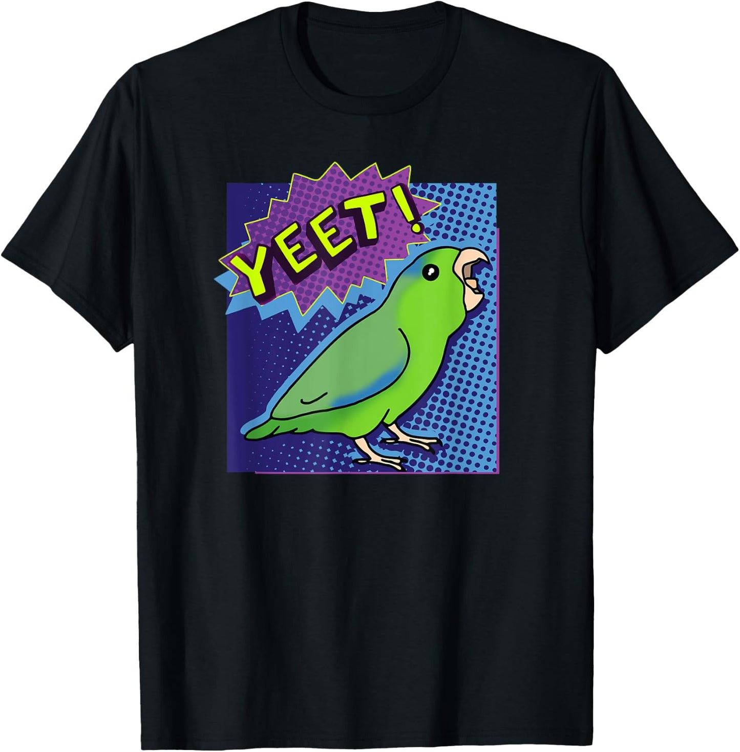 Funny green Parrotlet screams YEET Birb Memes Parrot Lover T-Shirt - T-Shirt | Black
