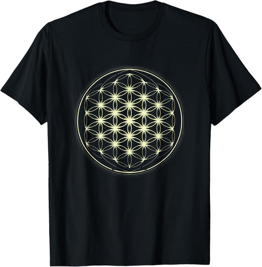 Flowers Of Life Sacred Geometry Pattern Graphic T-Shirt - T-Shirt | Black