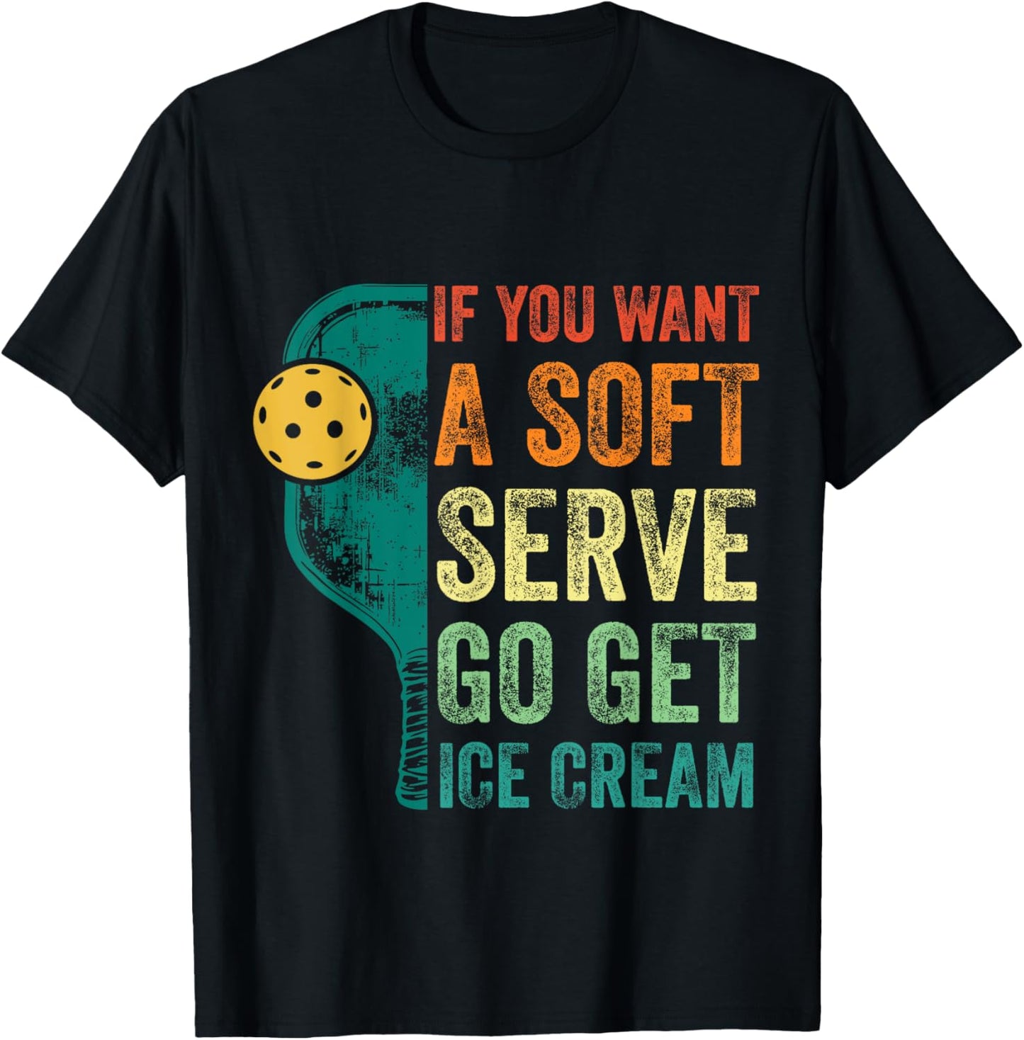 Funny Pickleball Tennis Racket Paddleball Lover Men Women T-Shirt - T-Shirt | Black