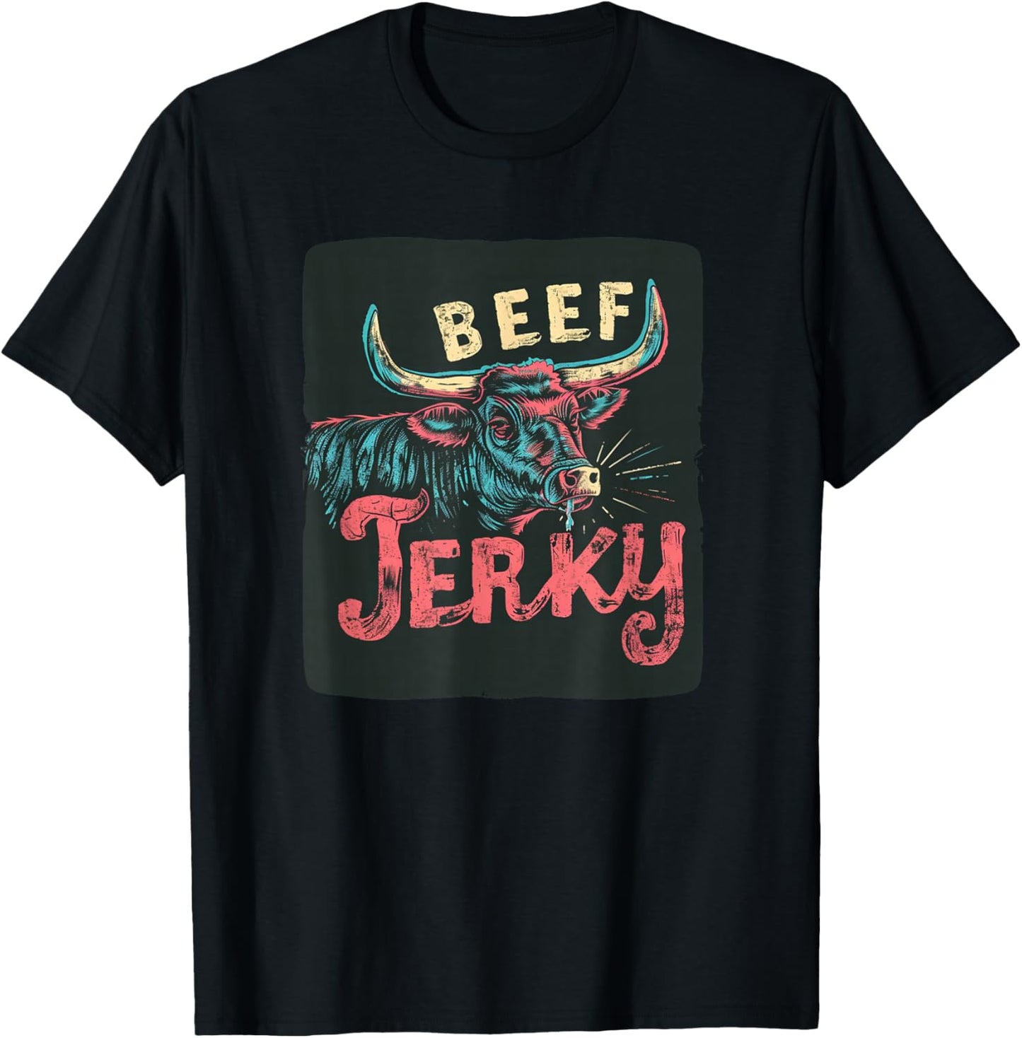 Funny Cattle Cow with Beef Jerky for Meat Lovers T-Shirt - T-Shirt | Black