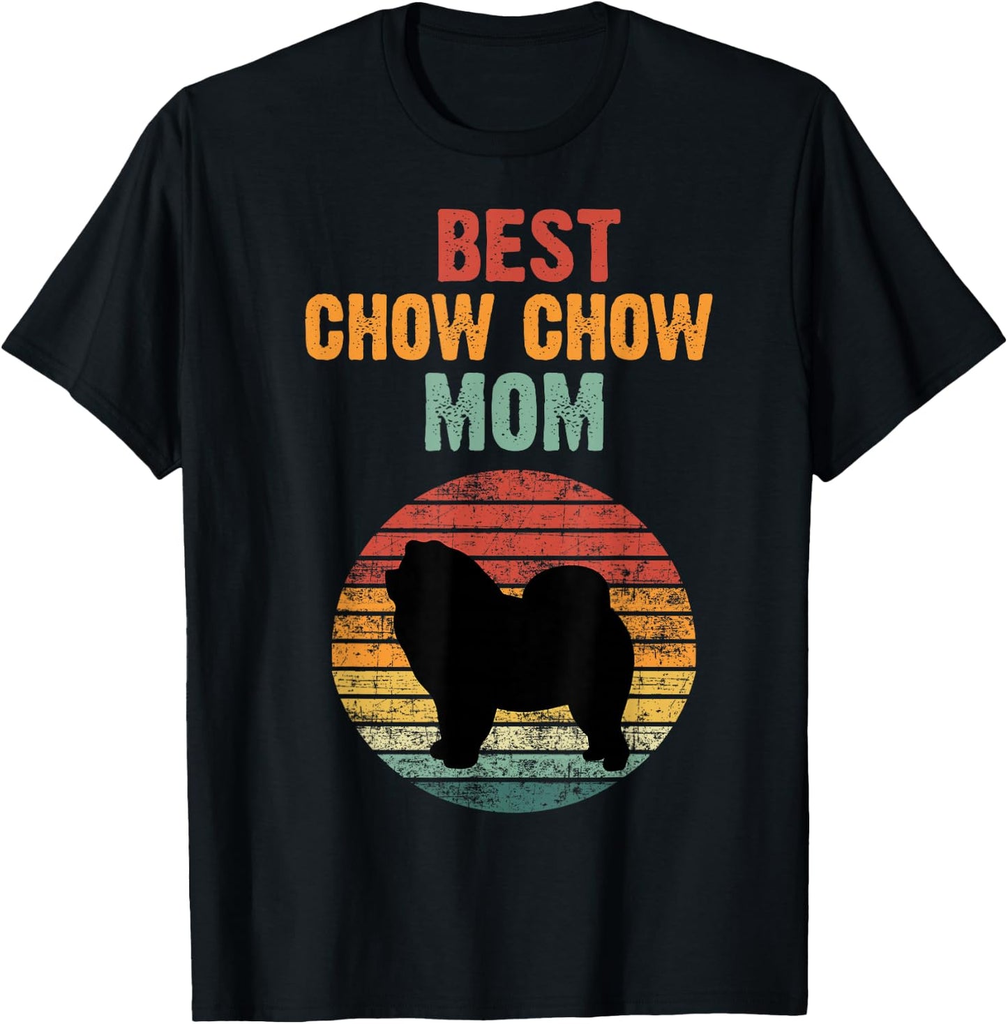 Retro Funny Chow Chow Mom Dog Lover Owner Women Girls Gift T-Shirt - T-Shirt | Black