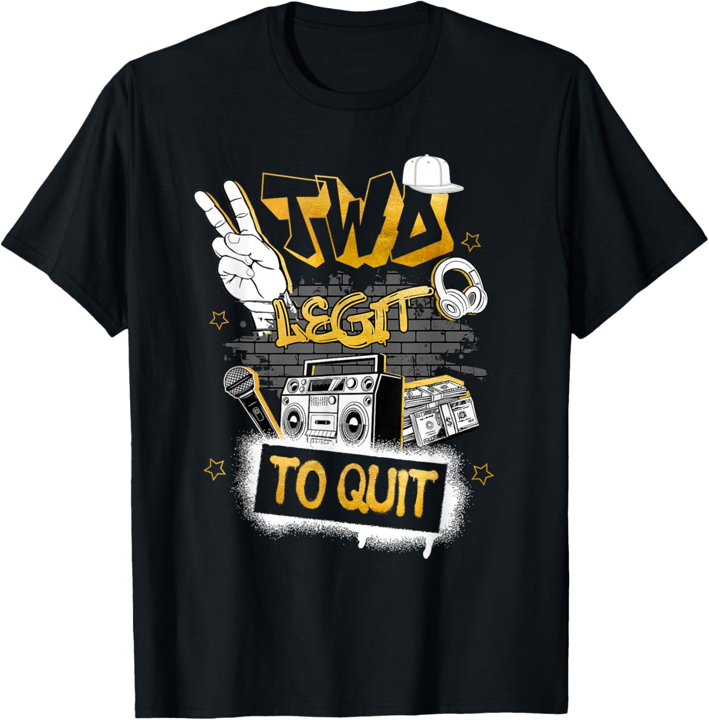 Two Legit To Quit Birthday Decorations 2nd Birthday Hip Hop T-Shirt - T-Shirt | Black