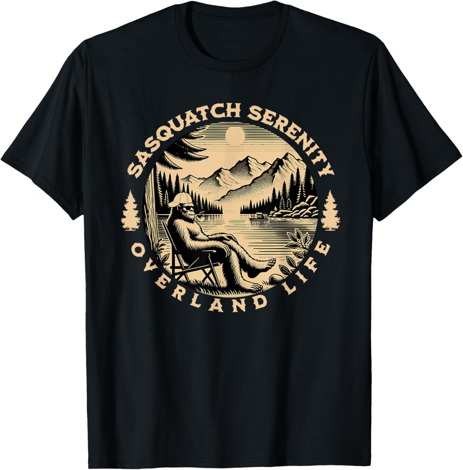 Sasquatch Serenity Overland Life Graphic , Small T-Shirt - T-Shirt | Black