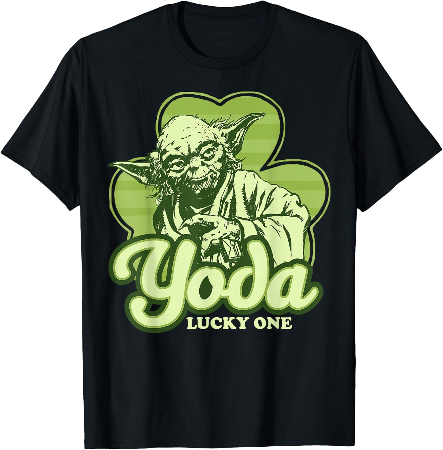 Star Wars St. Patrick's Day Yoda Lucky One Clover Smile T-Shirt - T-Shirt | Black