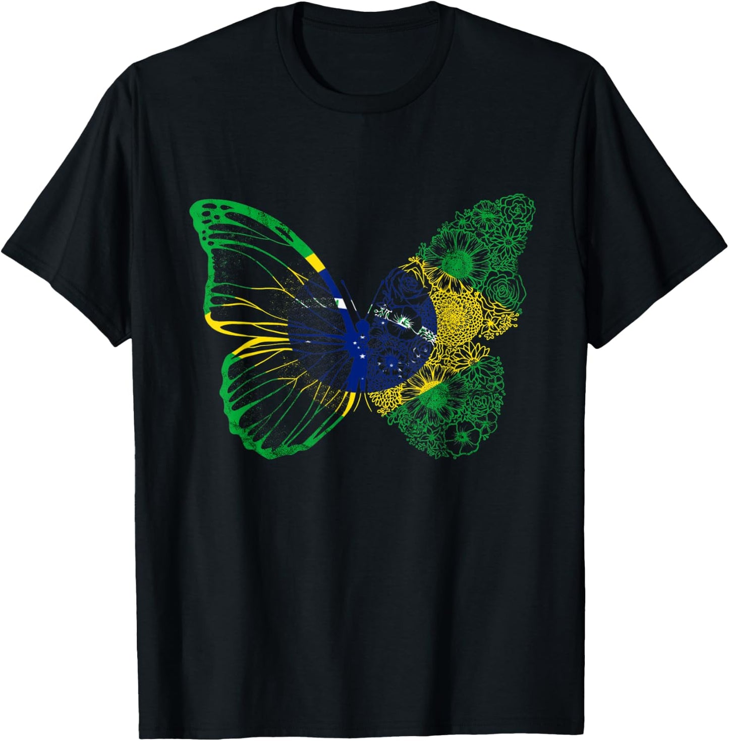 Brazil Butterfly Brasilian Hope Brazil Flag Brazilian Roots T-Shirt - T-Shirt | Black