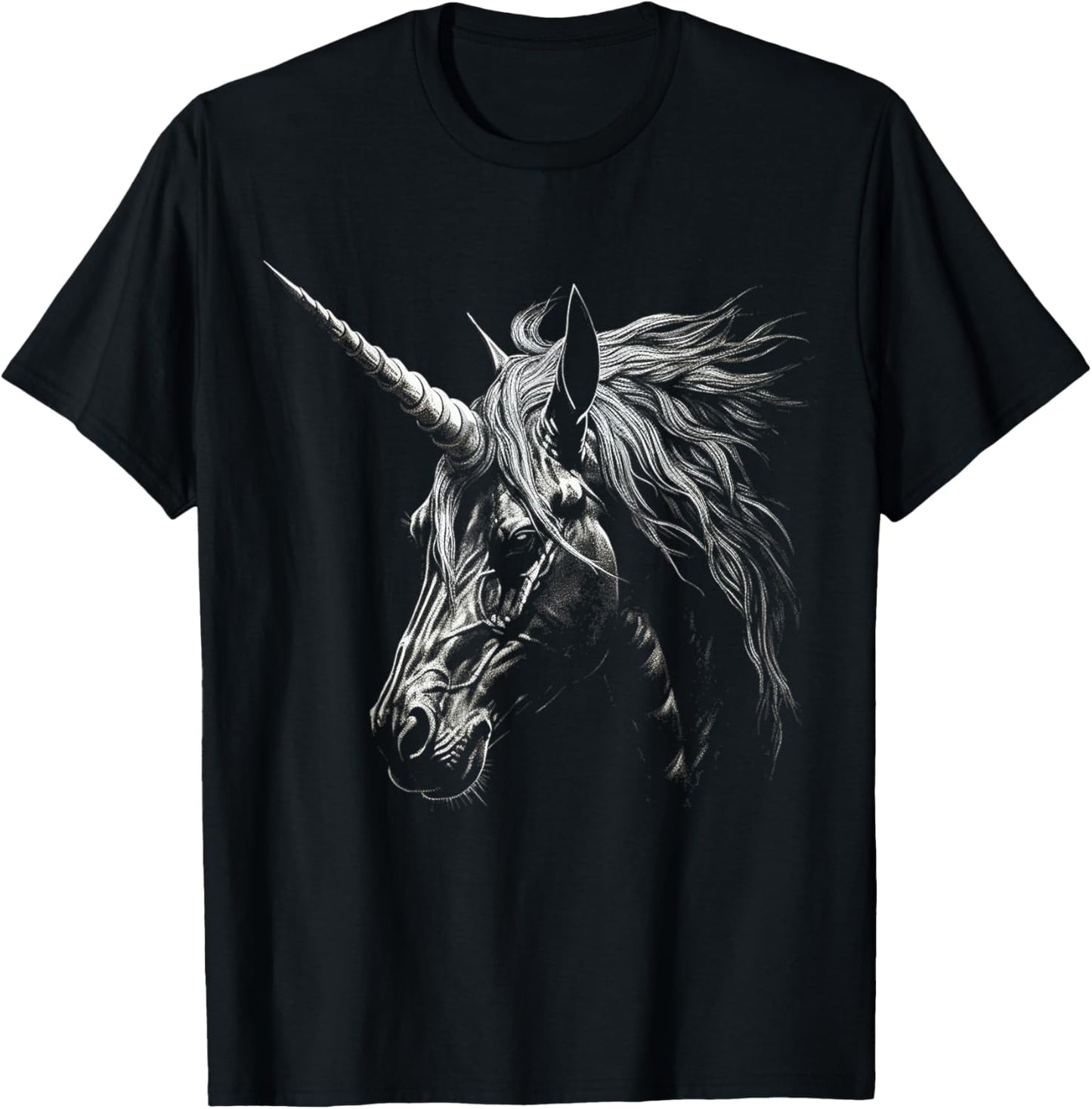 Unicorn Drawing Animal Love Face Art Graphic Unicorn T-Shirt - T-Shirt | Black