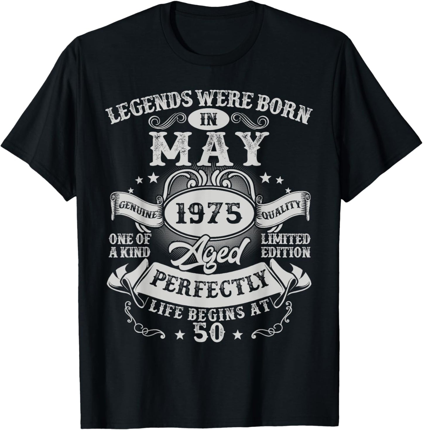 Legends Since May 1975 Vintage Retro 50th Birthday Men Women T-Shirt - T-Shirt | Black