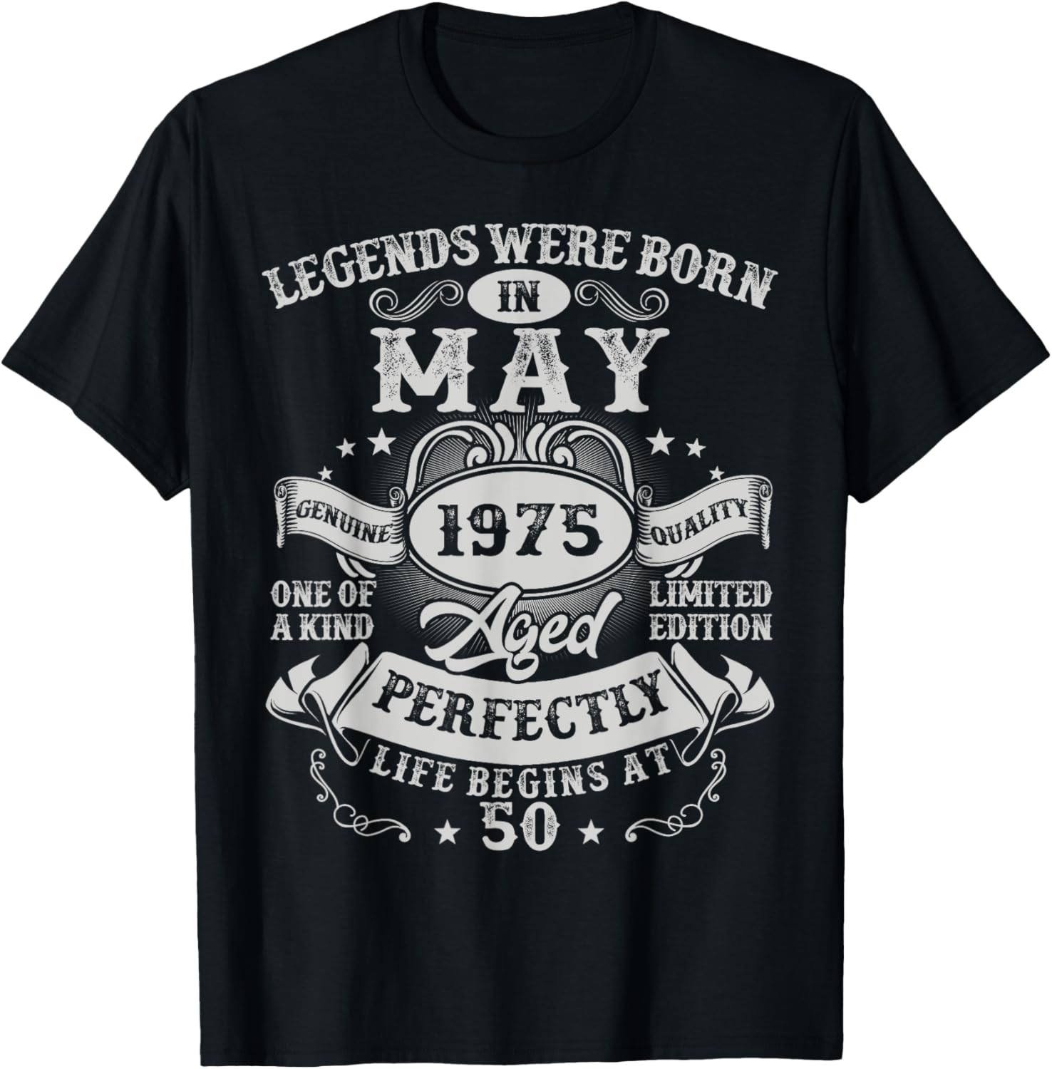 Legends Since May 1975 Vintage Retro 50th Birthday Men Women T-Shirt - T-Shirt | Black