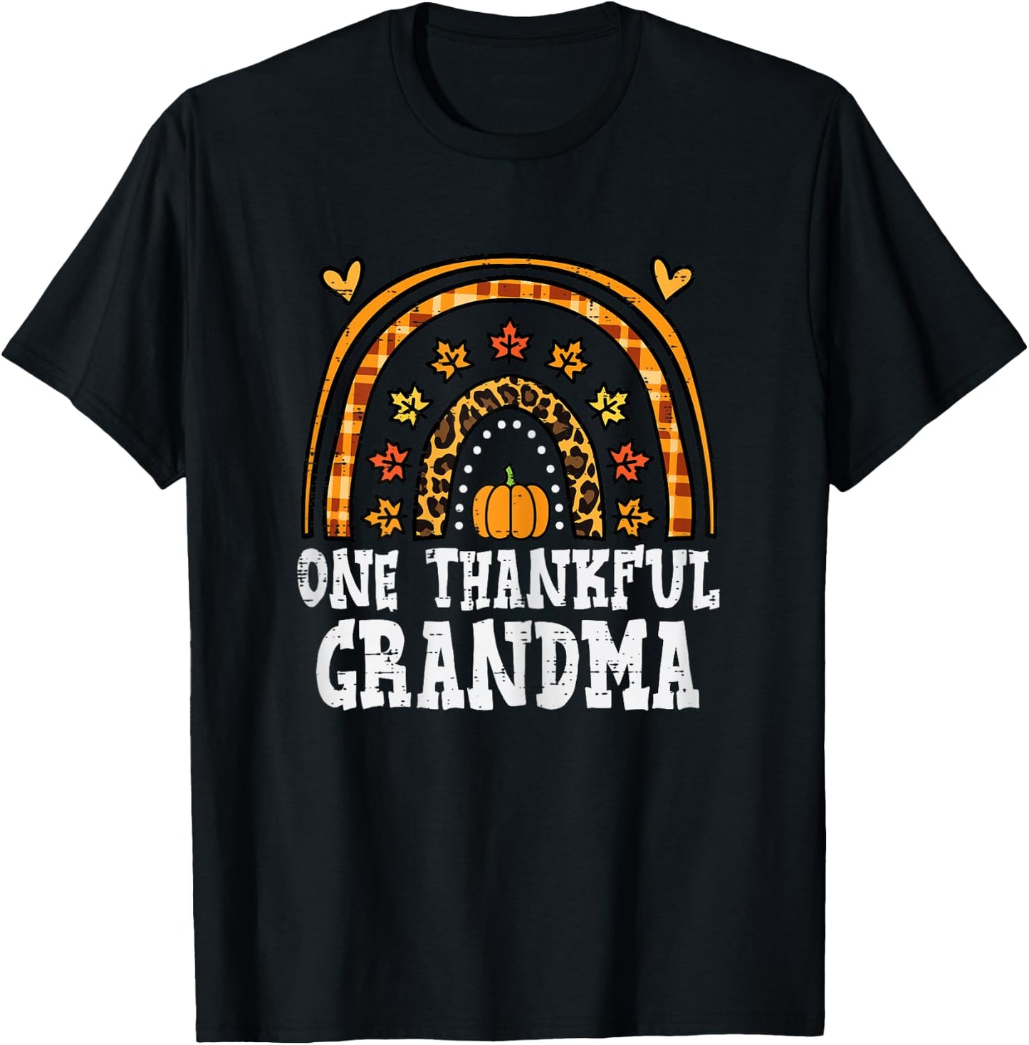 Fall Rainbow Thankful Grandma Thanksgiving Family Women T-Shirt - T-Shirt | Black
