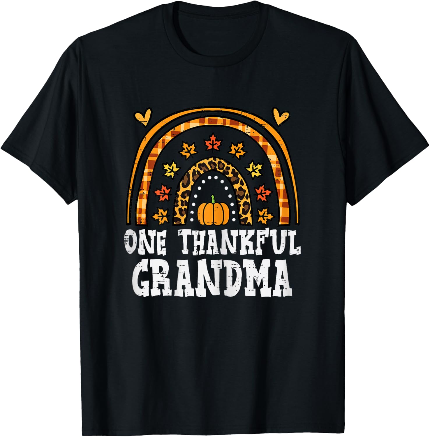Fall Rainbow Thankful Grandma Thanksgiving Family Women T-Shirt - T-Shirt | Black