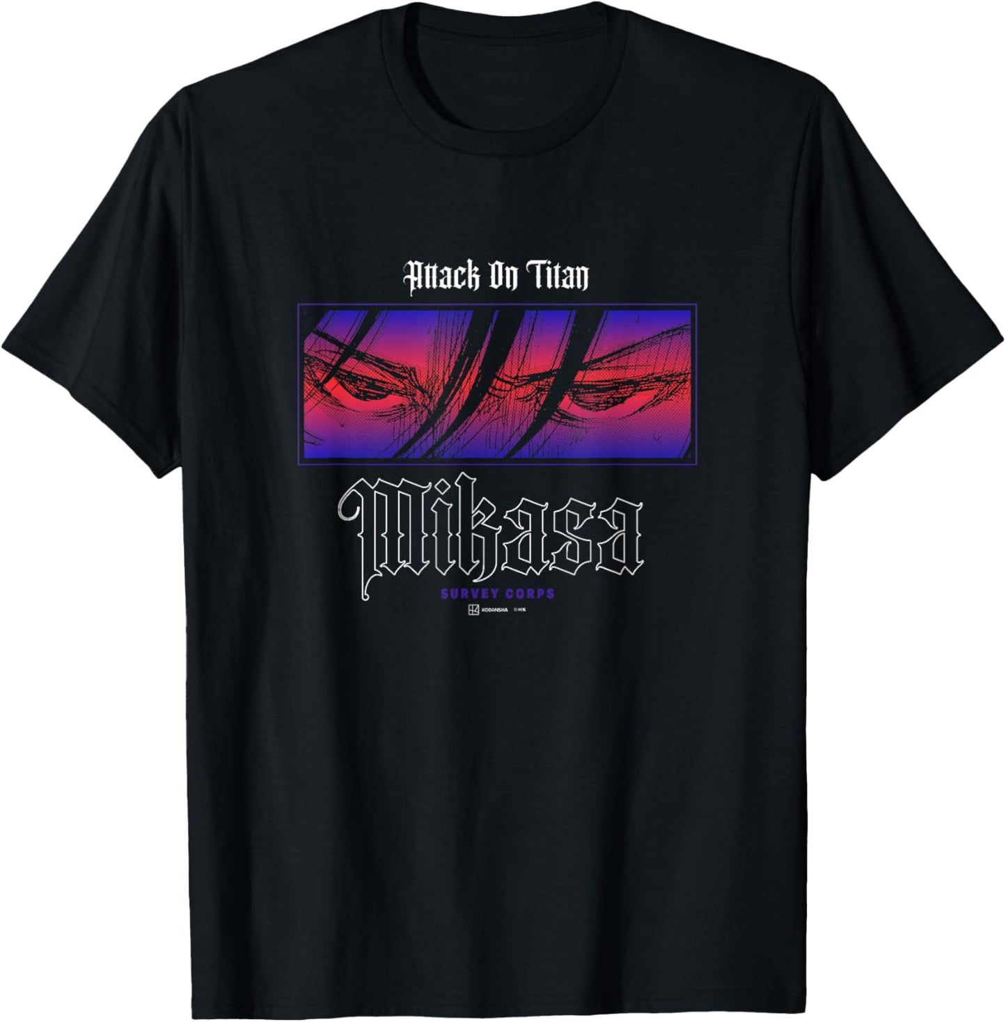 Attack on Titan Mikasa Eyes Survey Corps Big Panel Manga T-Shirt - T-Shirt | Black