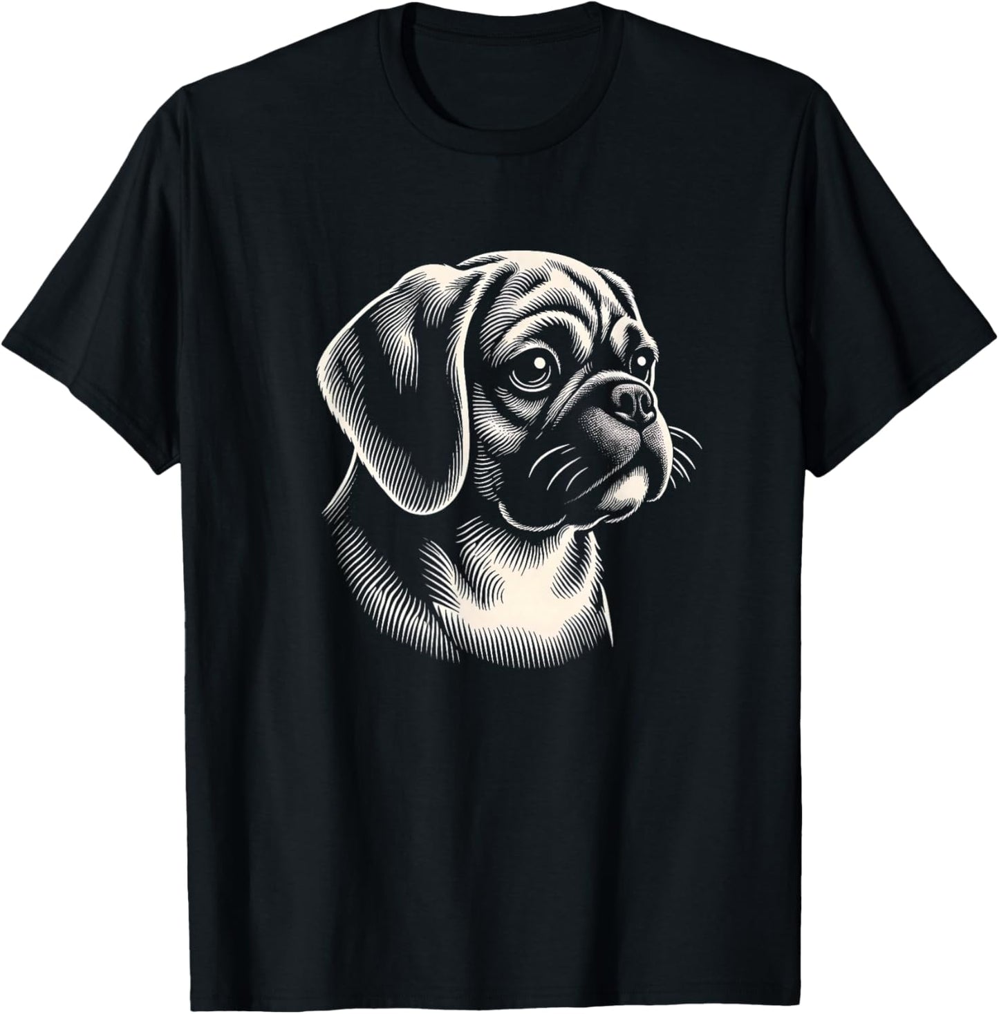 Puggle Dog Face Art Design T-Shirt - T-Shirt | Black