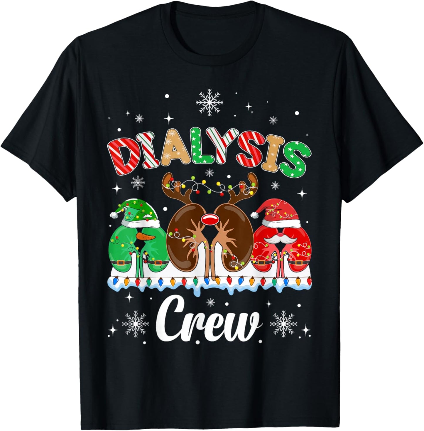 Dialysis Christmas Crew Dialysis Nurse Nephrology Technician T-Shirt - T-Shirt | Black