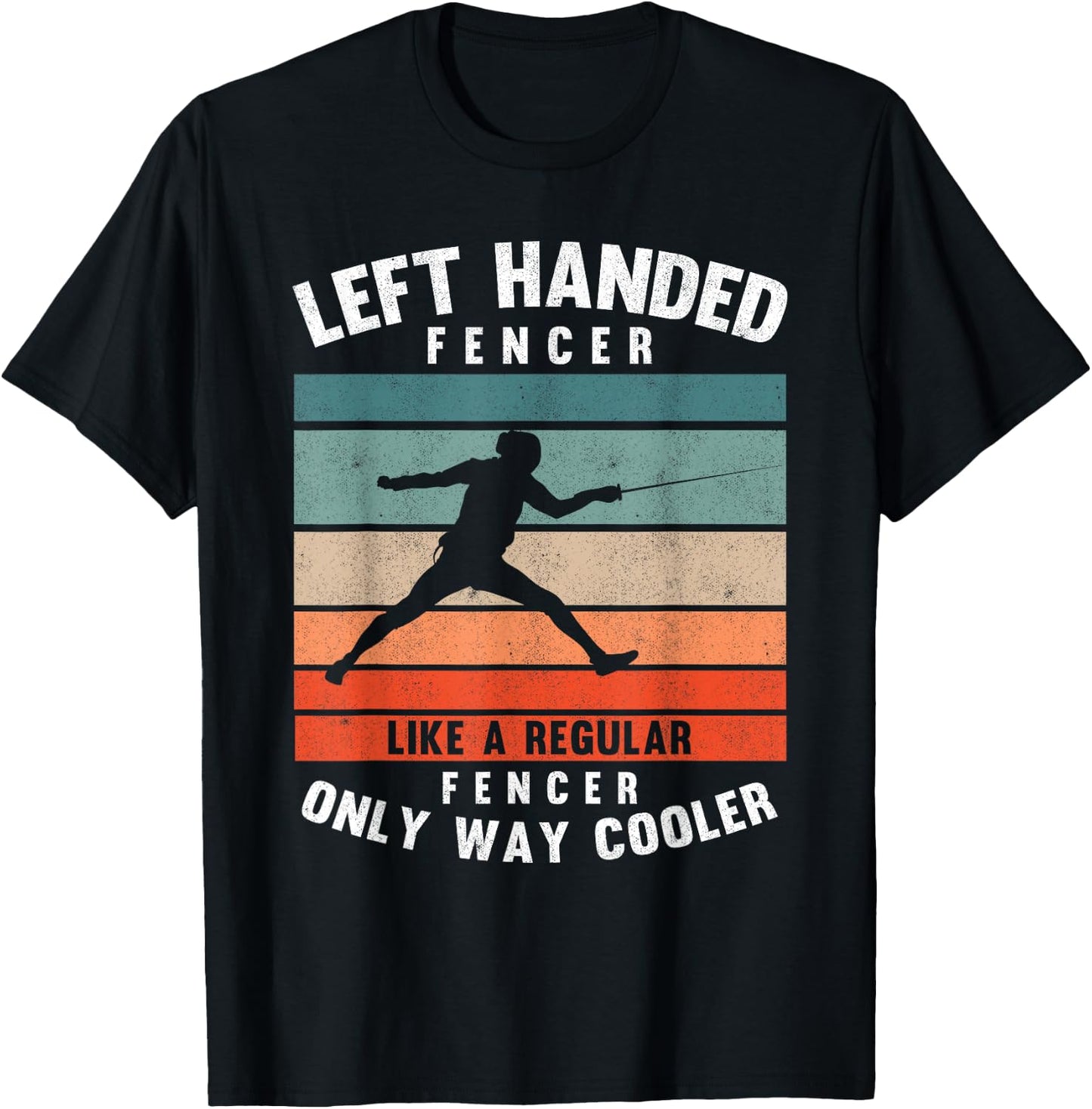 Left Handed Fencer Sword Fighting Sport Vintage Fencing T-Shirt - T-Shirt | Black