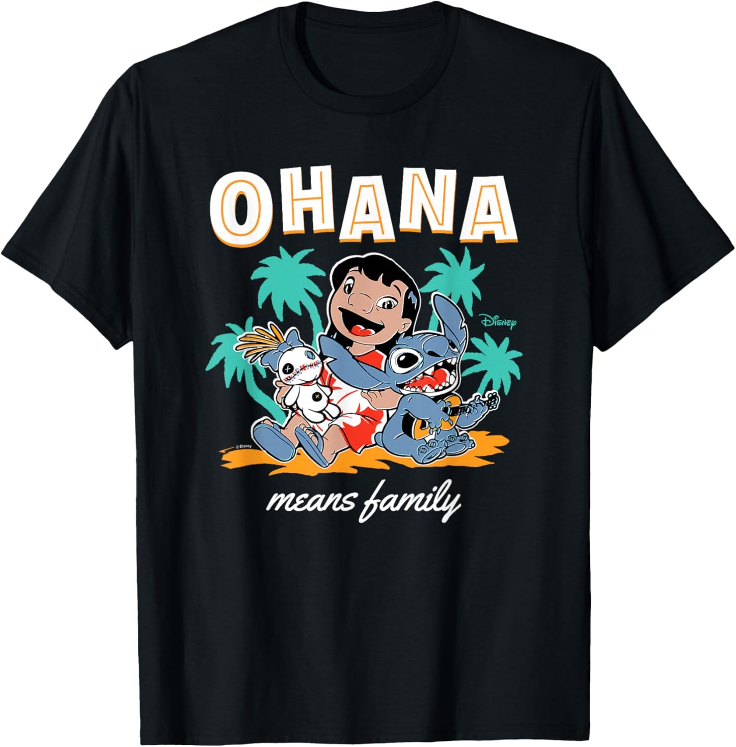 Lilo & Stitch - Ohana Means Family T-Shirt - T-Shirt | Black