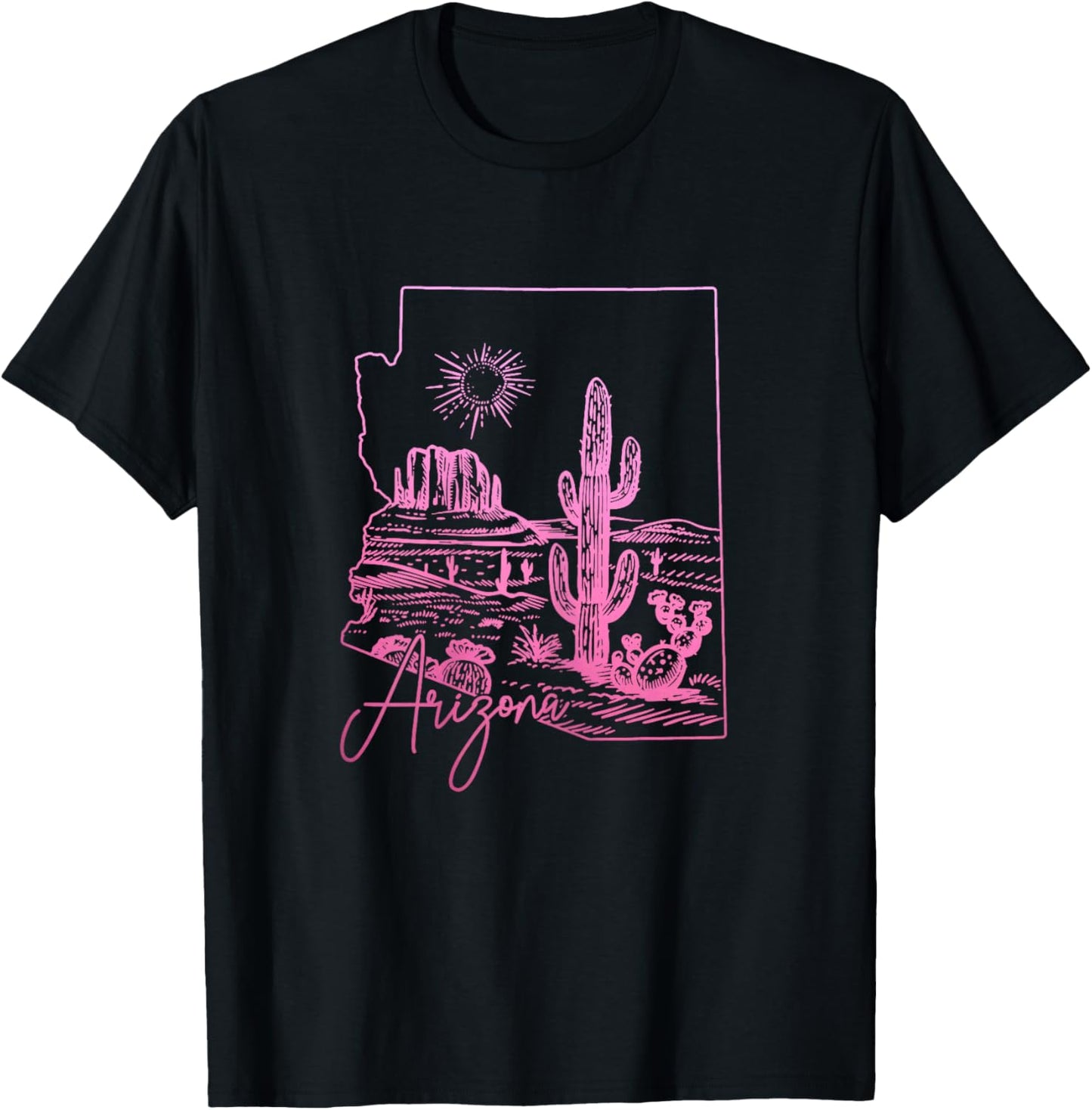 State of Arizona USA Cactus Vintage T-Shirt - T-Shirt | Black
