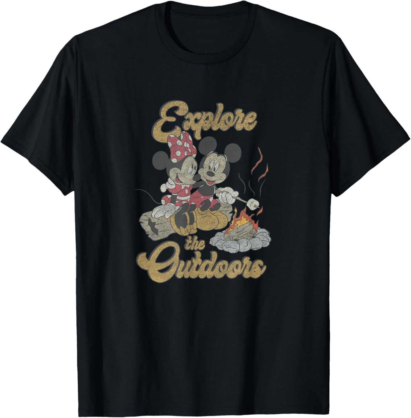 Disney Mickey & Minnie Campfire Explore The Outdoors T-Shirt - T-Shirt | Black
