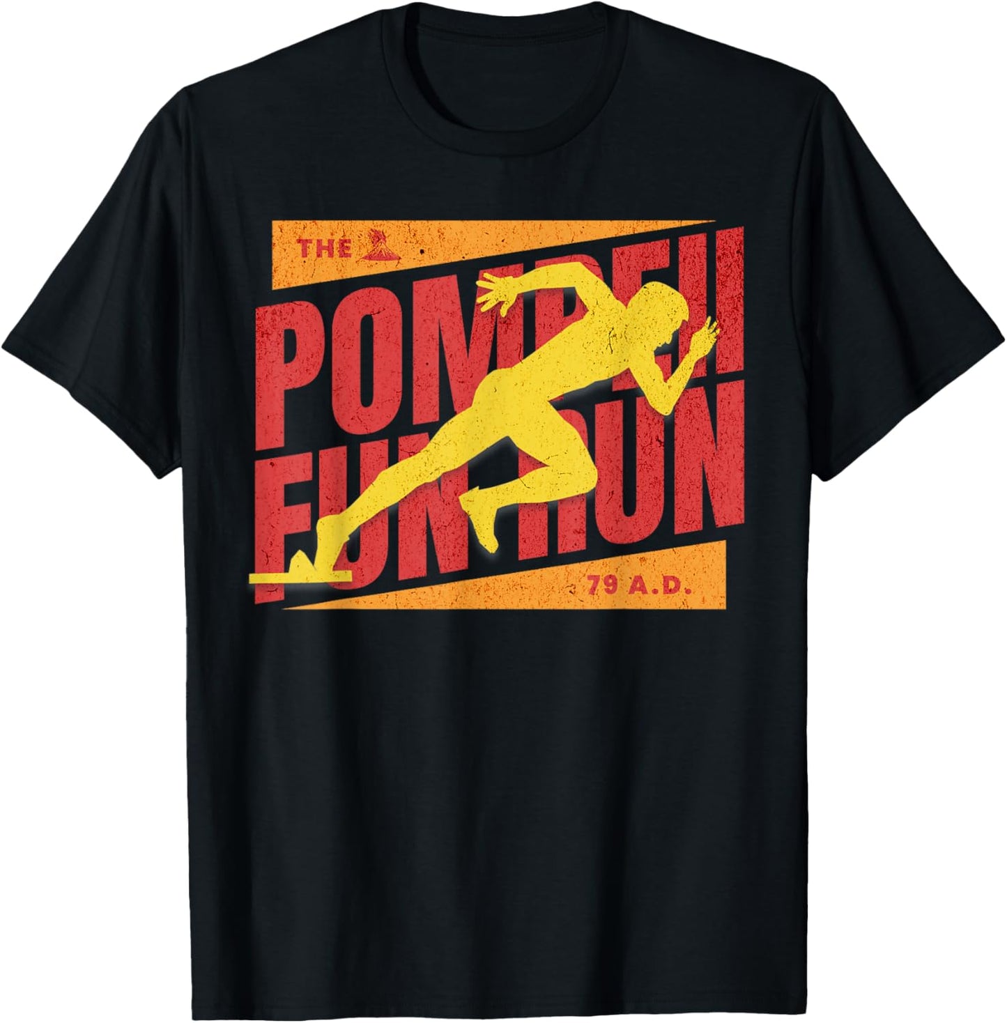 Pompeii Fun Run 79 AD Funny Historical Volcano Erupting T-Shirt - T-Shirt | Black