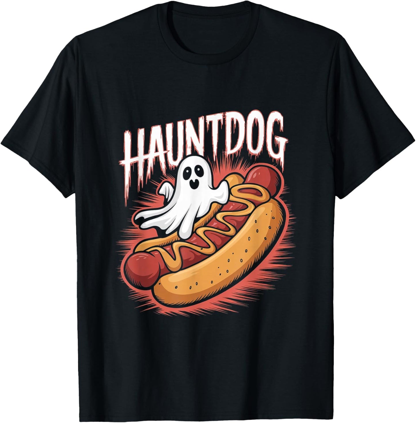 Hauntdog Funny Ghost Hot Dog Halloween Costume T-Shirt - T-Shirt | Black