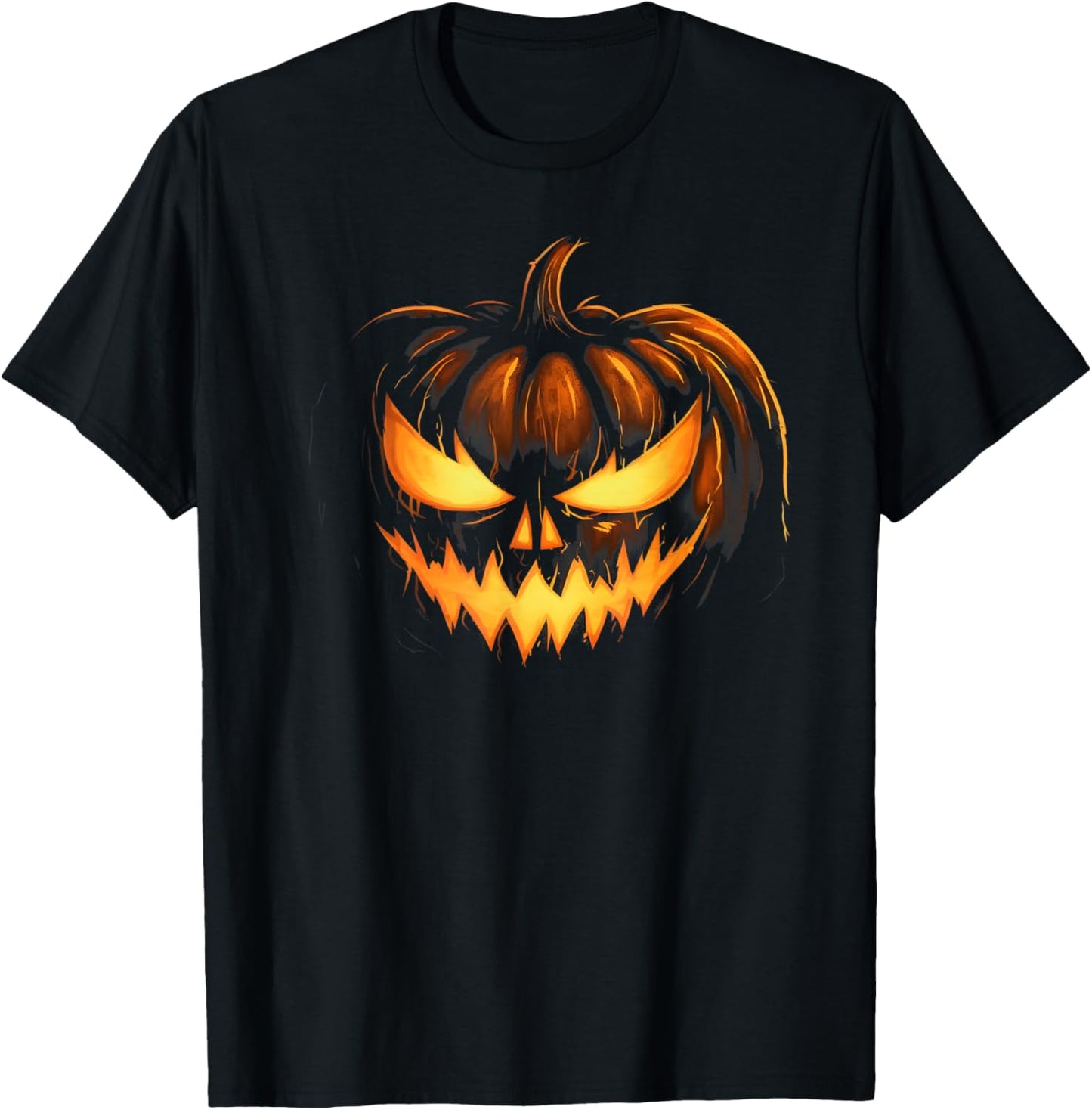Scary Carved Pumpkin Face Jack O Lantern Halloween Costume T-Shirt - T-Shirt | Black