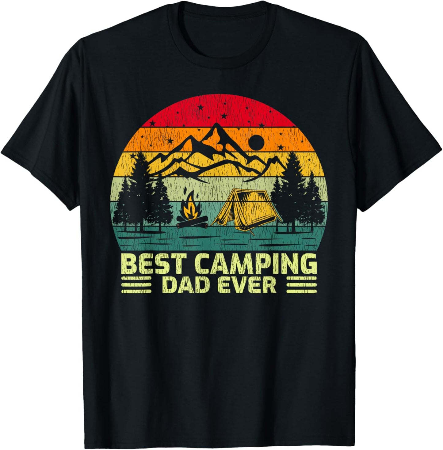 Funny Vintage Best Camping Dad Ever Father's Day T-Shirt - T-Shirt | Black