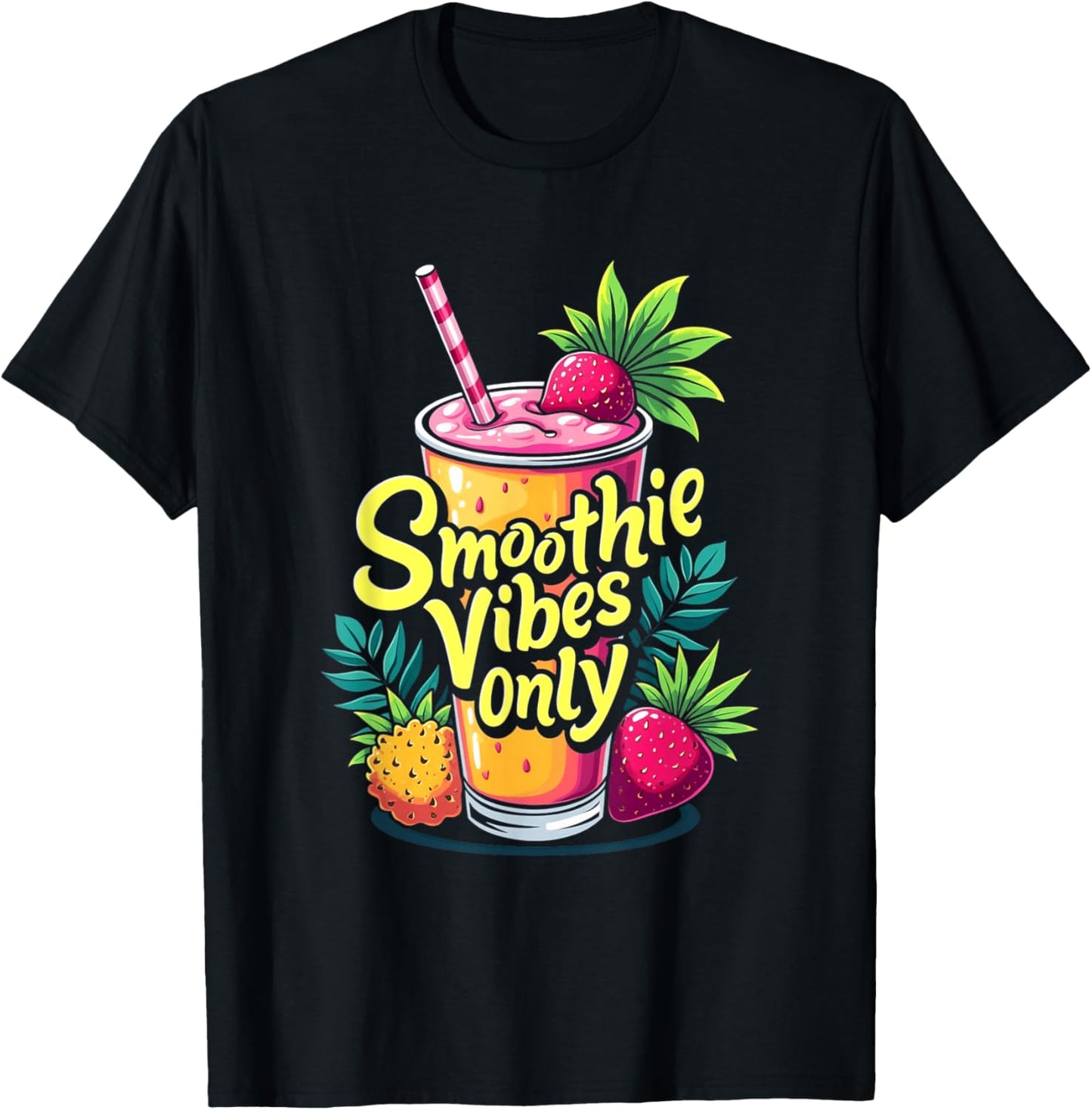 Smoothie Vibes Only Health Drink Vegan Life T-Shirt - T-Shirt | Black