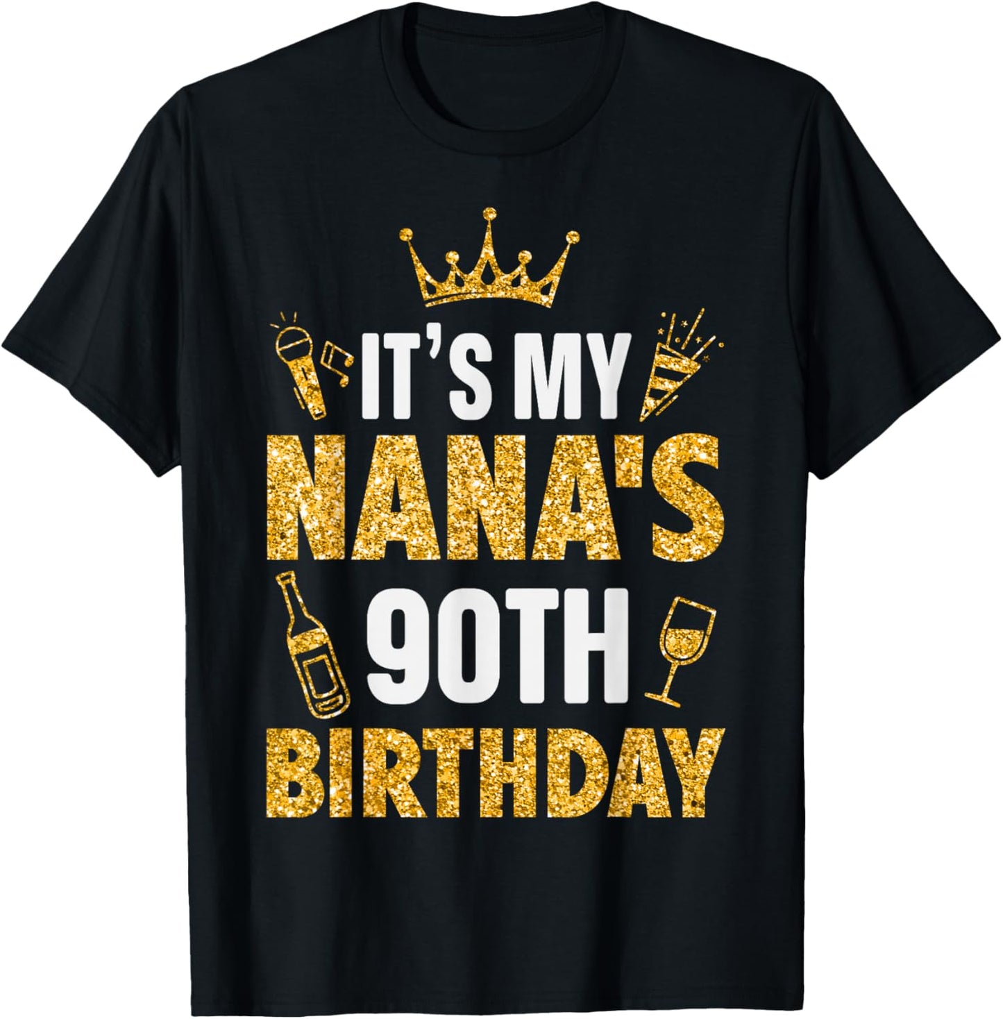 Grandma It's My Nana's 90th Birthday 1935 90 Years Old T-Shirt - T-Shirt | Black