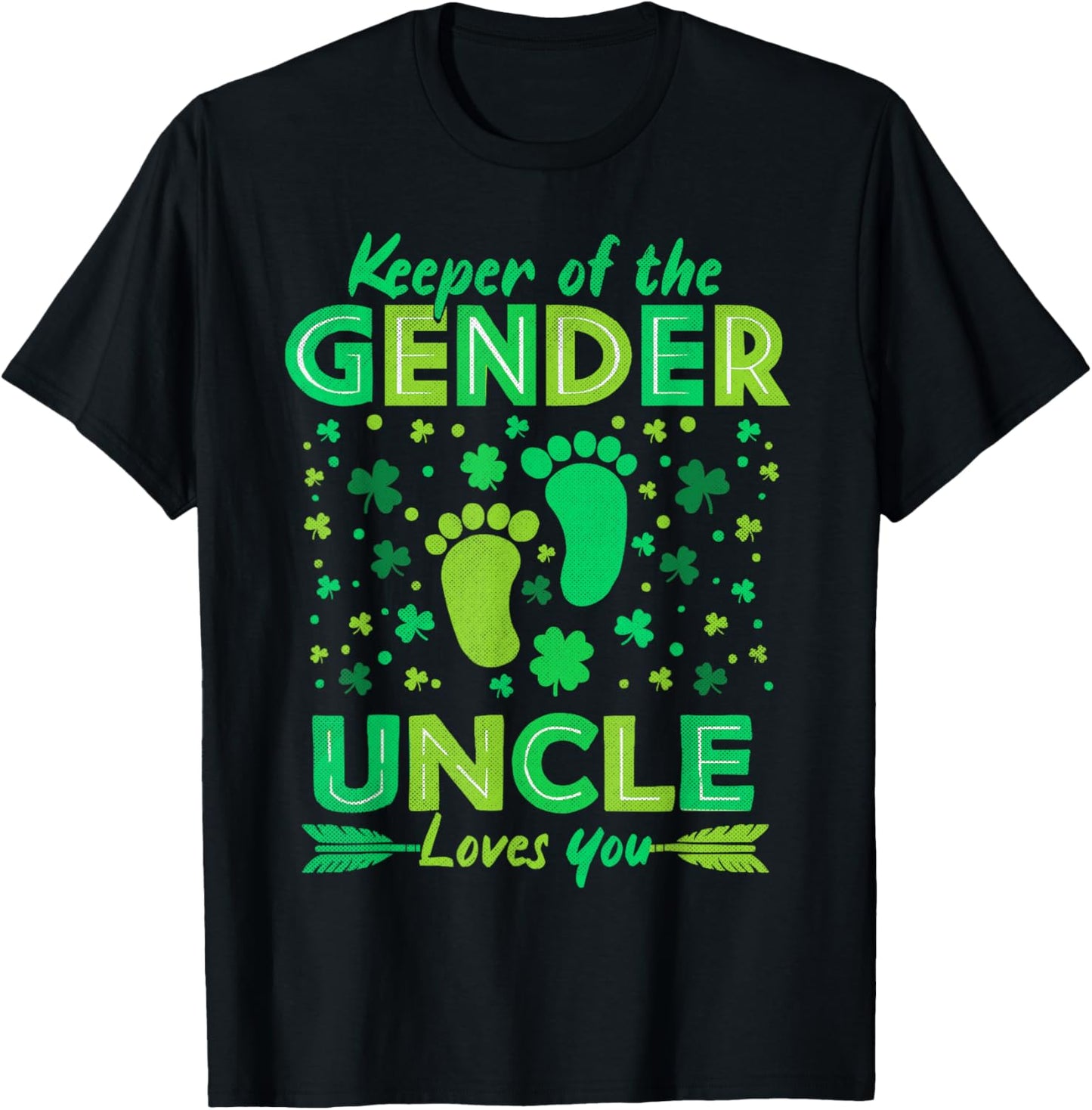 Keeper Of The Gender Pink Or Blue Uncle St Patricks Day T-Shirt - T-Shirt | Black