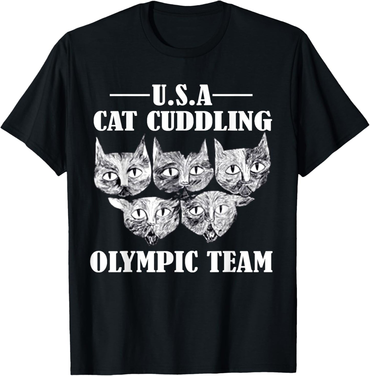 funny cat Quote Cat Cuddling Olympic Team Cool animal T-Shirt - T-Shirt | Black