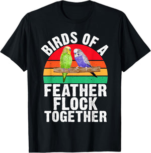 Birds of a Feather Flock Together Budgie T-Shirt - T-Shirt | Black