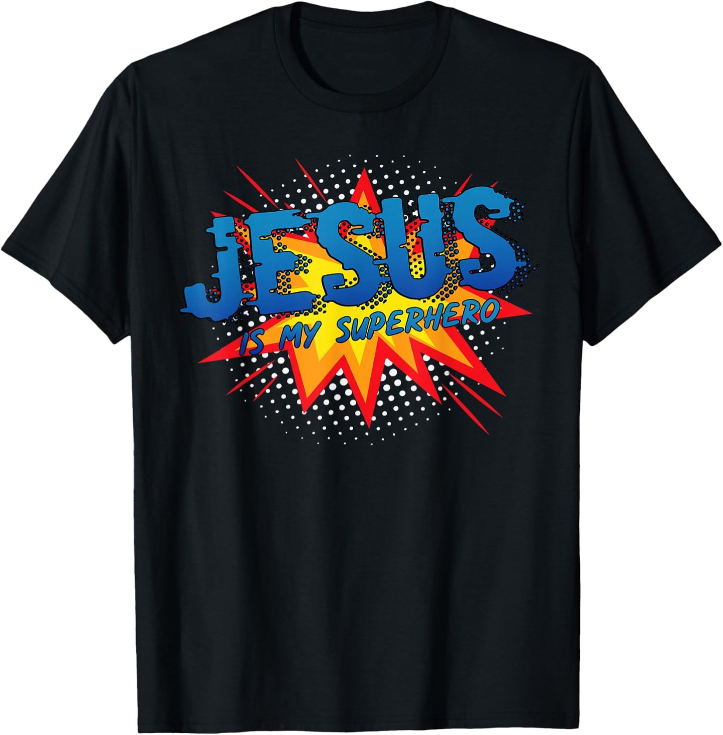 Jesus Is My Superhero Cute Powerful Christian Gift Comic T-Shirt - T-Shirt | Black