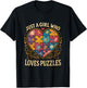 Just a Girl Who Loves Puzzles Jigsaw Puzzle Piece Lover T-Shirt - T-Shirt | Black