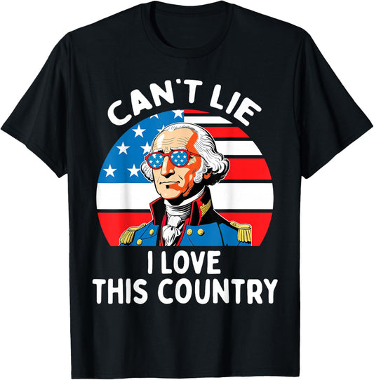Can't Lie I Love This Country George Washington 4th Of July Kids Men T-Shirt - T-Shirt | Black