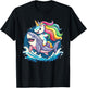 Cute Unicorn Riding Shark for Girls and Boys T-Shirt - T-Shirt | Black