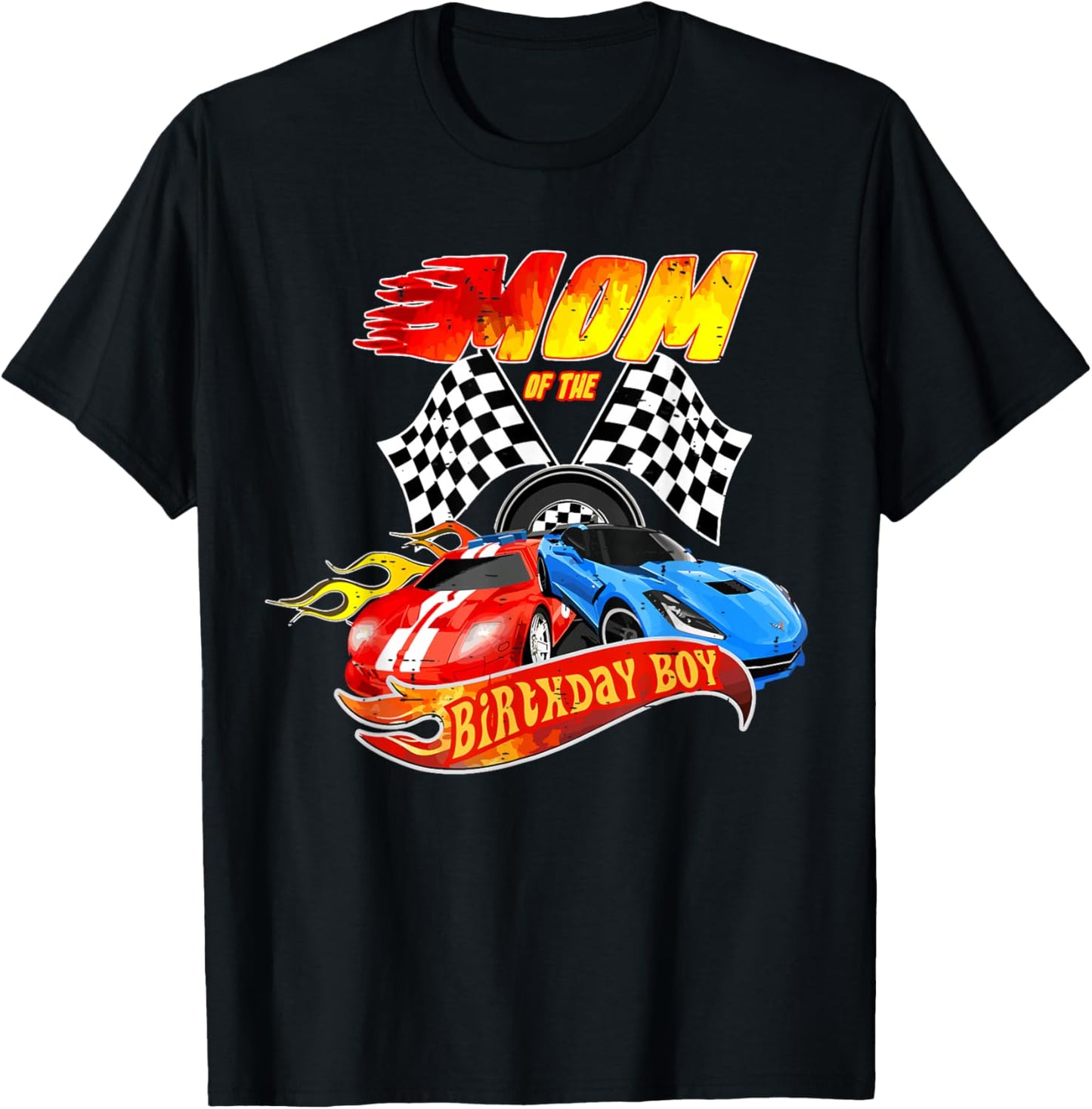 Mom Of The Birthday Boy Race Car Birthday Party Racing Cute T-Shirt - T-Shirt | Black