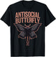 Cryptid Cryptozoology Mothman Introvert -Adults Butterfly Black Small Classic Fit Short Sleeve Polyester 100% Printed Design Blended Fabric T-Shirt - T-Shirt | Black