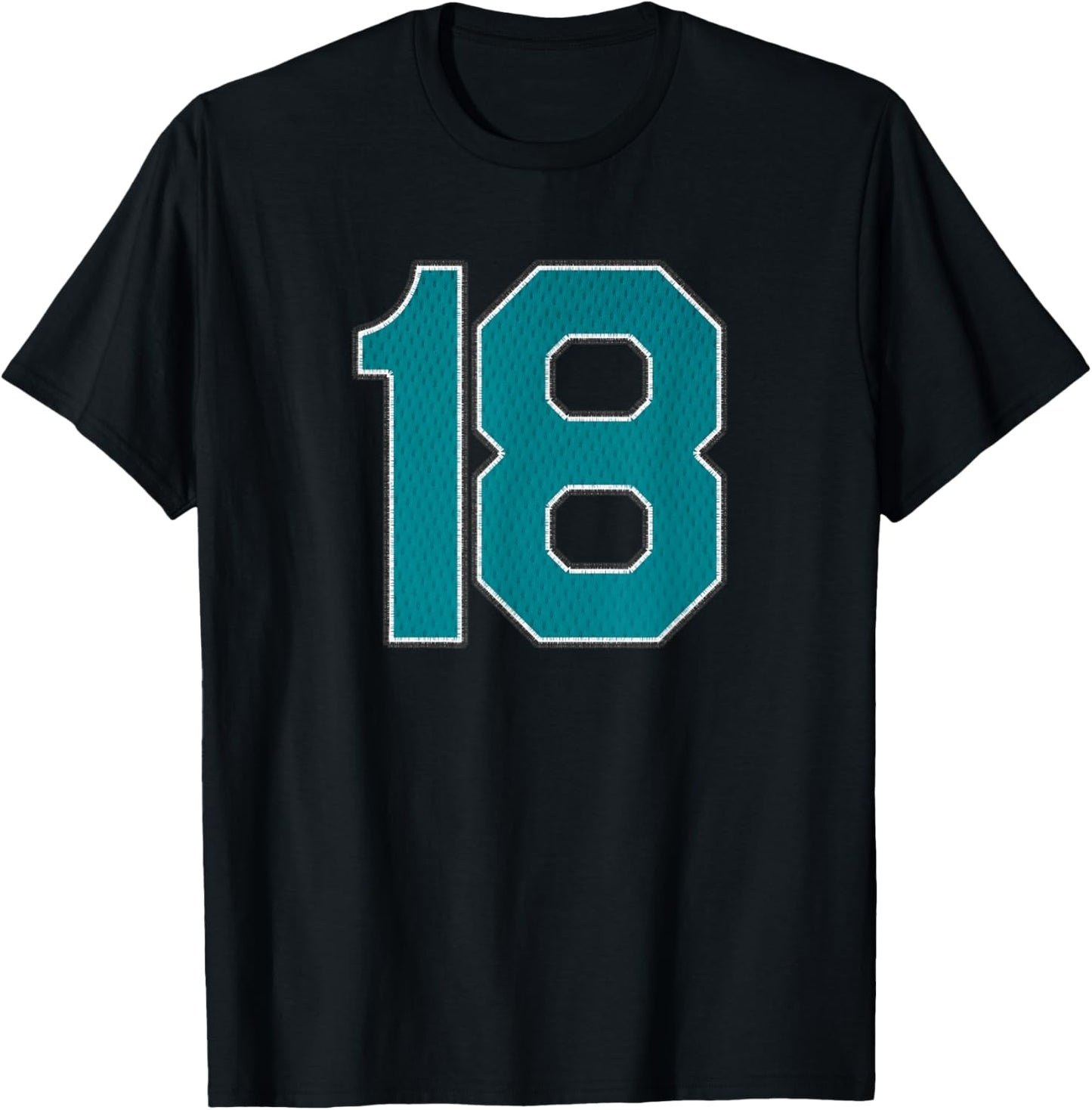 Player Teal Number 18 Sports Team Fan Wear Supporter T-Shirt - T-Shirt | Black