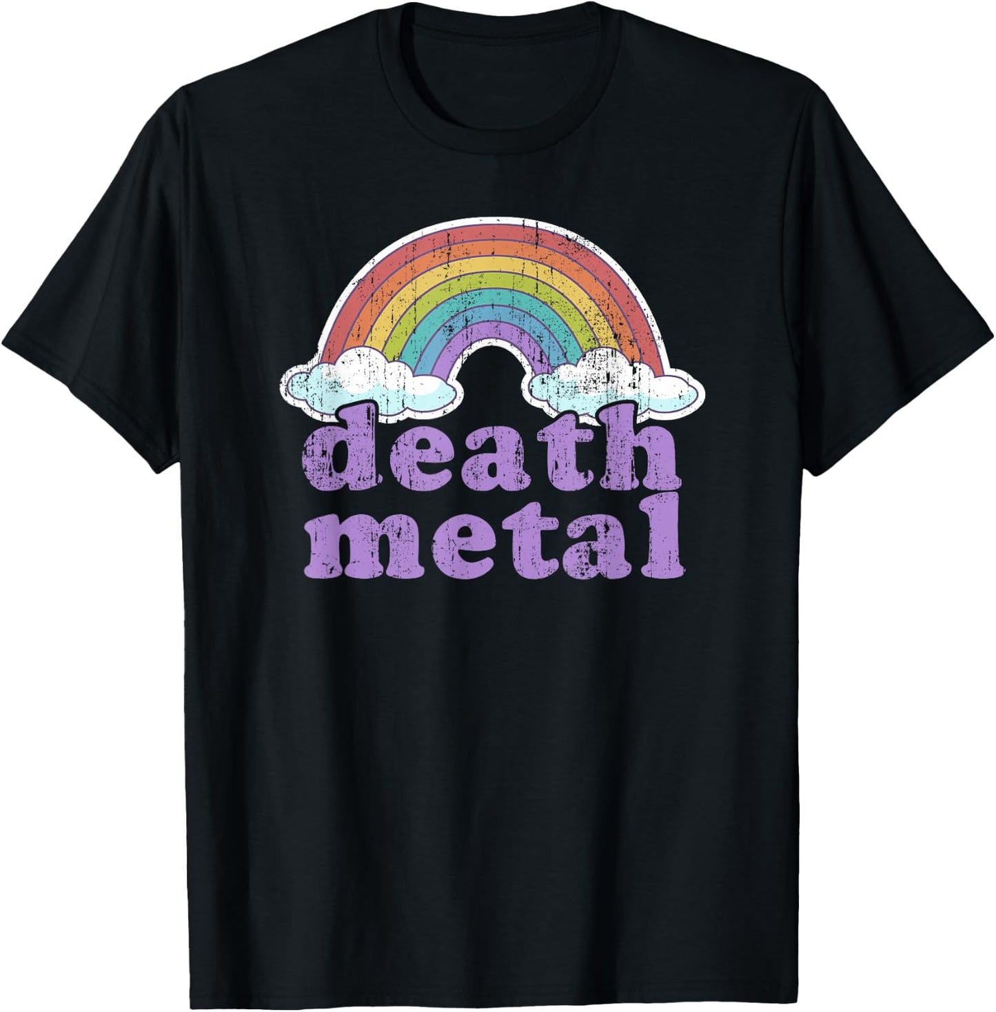 Death Metal Rainbow Funny Retro Vintage Love Music Metalhead Small T-Shirt - T-Shirt | Black