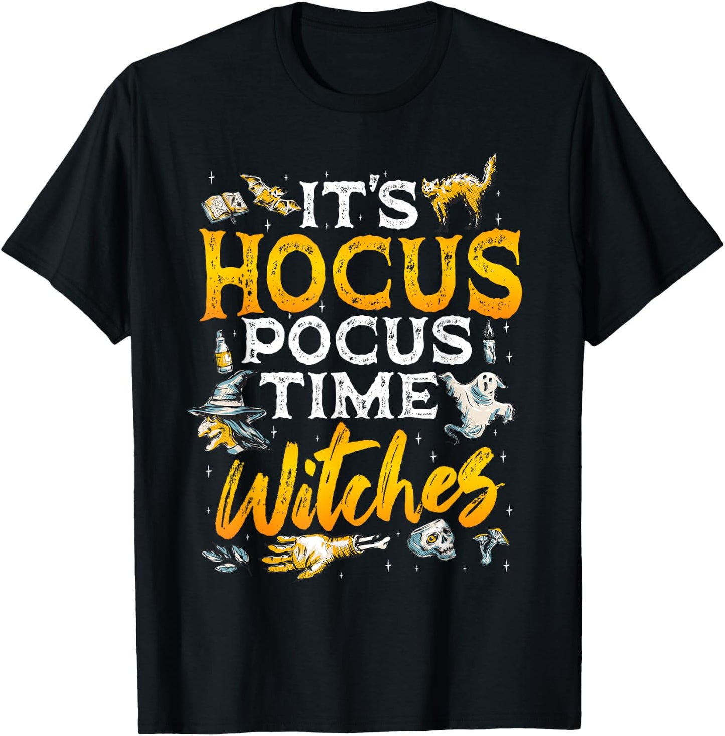 Halloween It's Hocus Pocus Time Witches Girls ladies Women T-Shirt - T-Shirt | Black