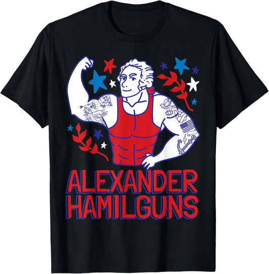 Alexander Hamilguns Hamilton 4th Of July Gym Instructor Gift T-Shirt - T-Shirt | Black