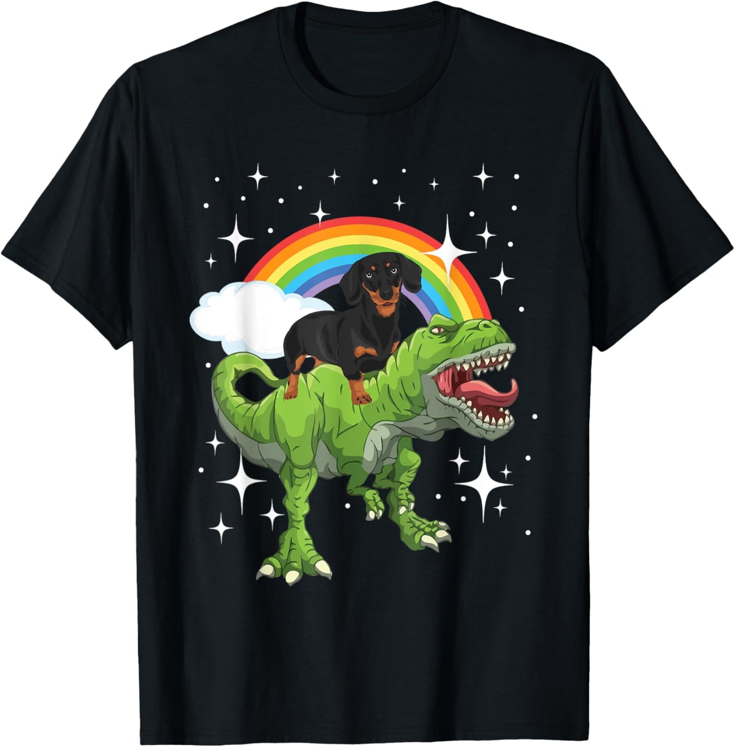 Dinosaur And Dachshund - Trex Dog Lover Puppy Trainer Men Women Kids T-Shirt - T-Shirt | Black