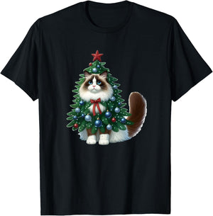 Ragdoll Cat Christmas Tree Costume T-Shirt - T-Shirt | Black