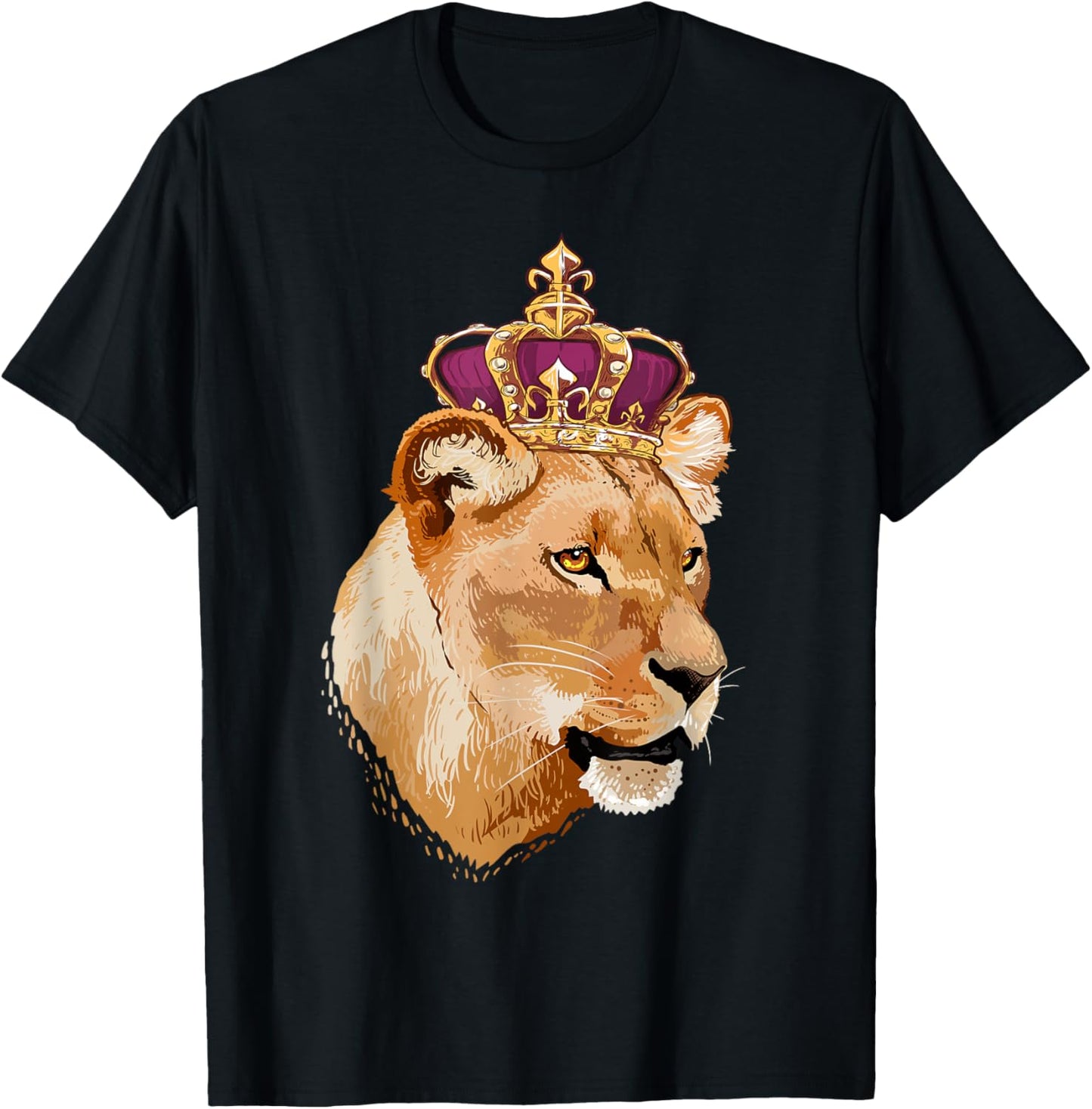 Lion Queen Big Cat Crowned Lioness Family Women T-Shirt - T-Shirt | Black