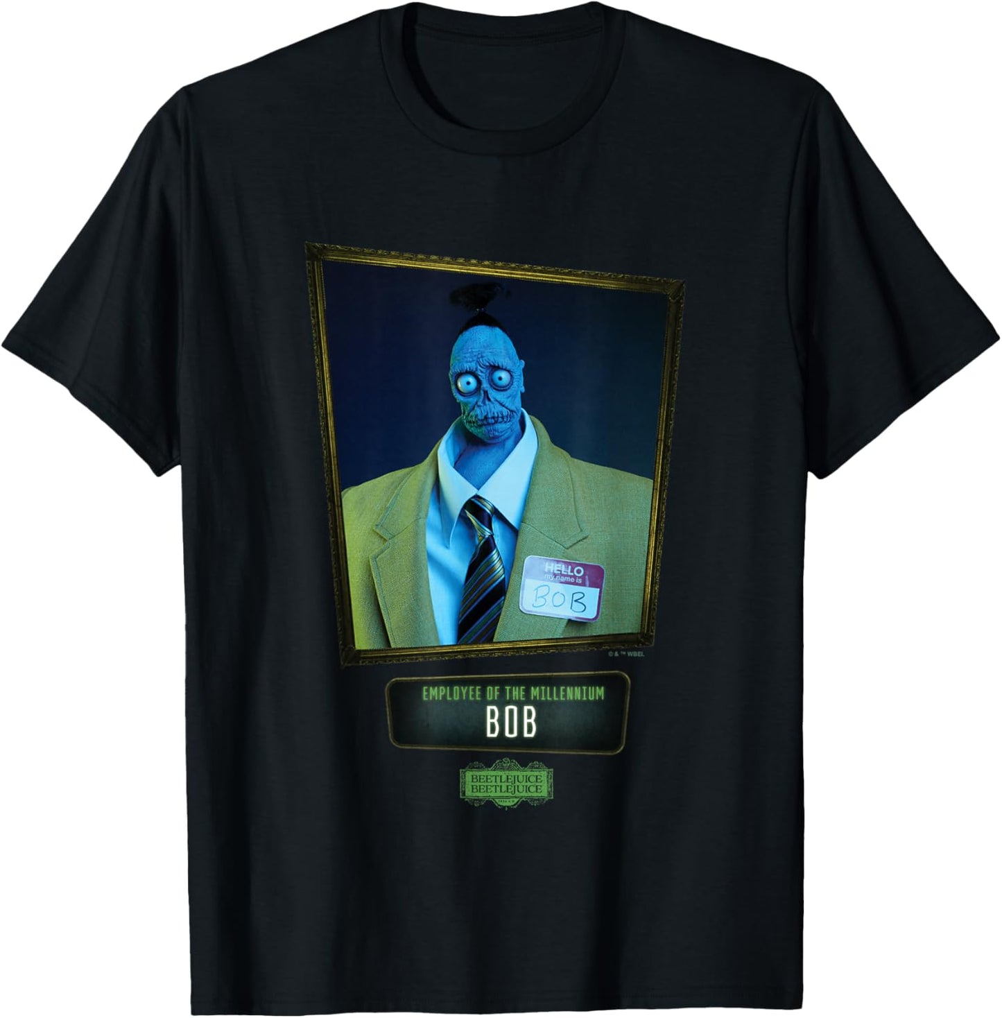 Beetlejuice Beetlejuice Employee Of The Millennium Bob , Small, Black T-Shirt - T-Shirt | Black