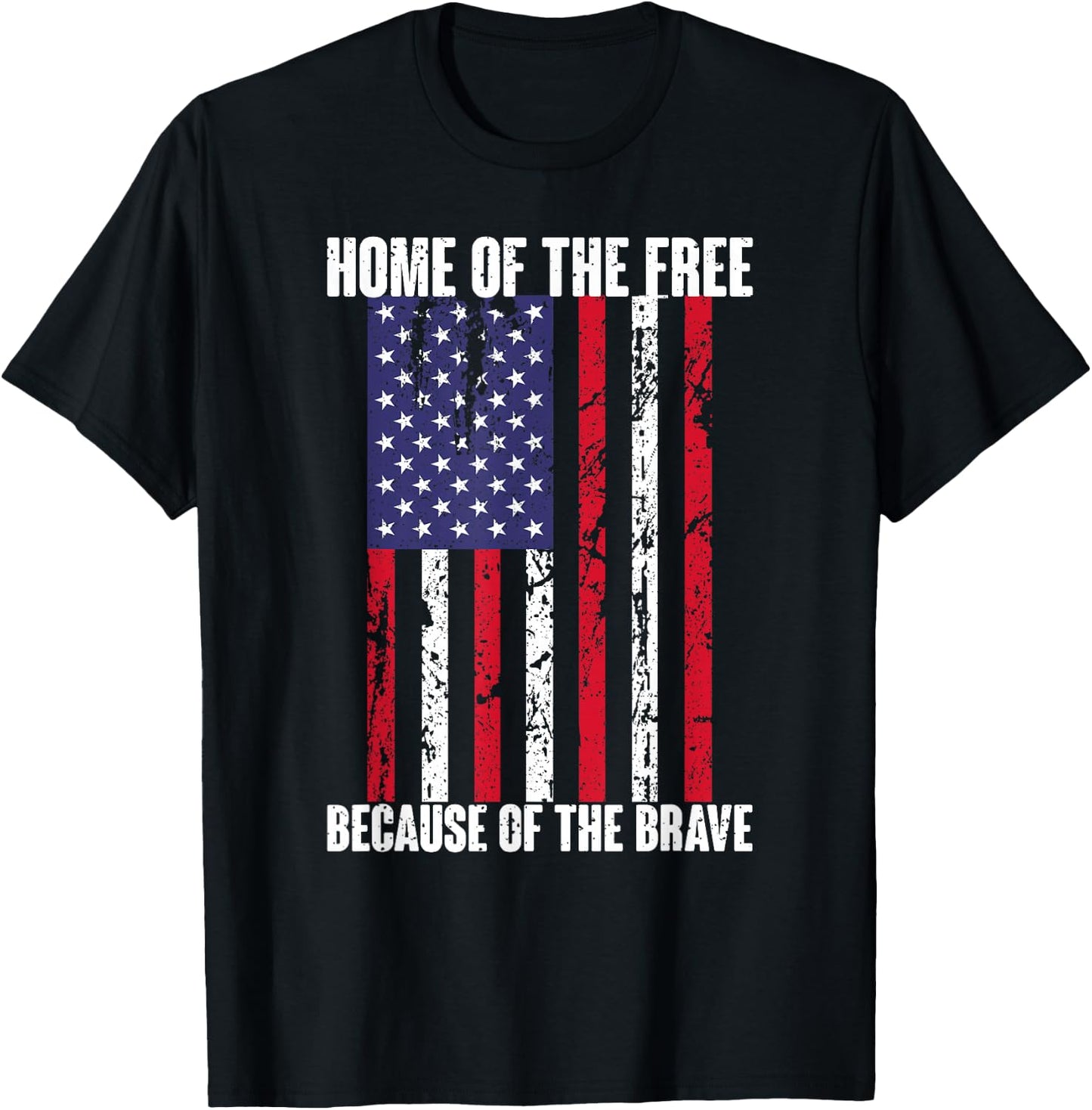 American Flag Veteran: Home Of The Free Because Brave T-Shirt - T-Shirt | Black