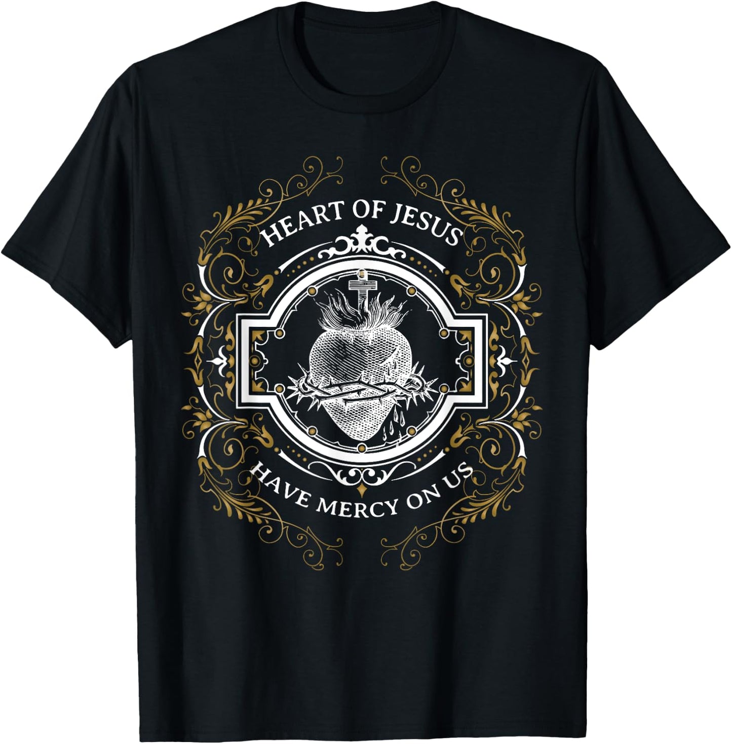 Sacred Heart of Jesus Litany Vintage Blessing Catholic T-Shirt - T-Shirt | Black