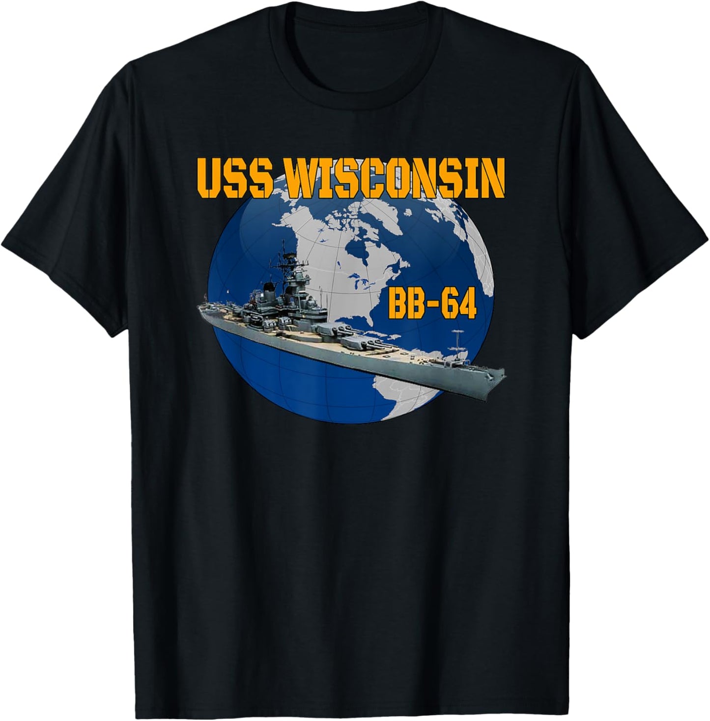 USS Wisconsin BB-64 Battleship for Grandpa Father Dad Son T-Shirt - T-Shirt | Black